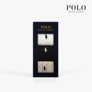 POLO RALPHLAUREN 女性麻花襪3雙禮盒組