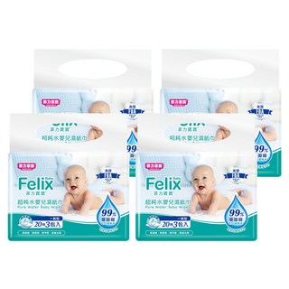 菲力家族 Felix Baby 菲力寶寶 超純水嬰兒濕紙巾, 20張, 12包