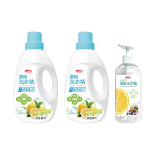 Doricare 朵樂比 清新檸檬酵素濃縮洗衣精2L+洗潔精組 淡雅檸檬香氛 高生物分解度 不含螢光劑及石化成份, 1組, 1000ml