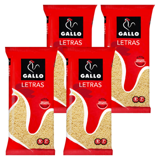 GALLO 公雞牌 字母造型麵LETRAS 西班牙原裝進口 杜蘭小麥製成 滾水煮5-7分鐘, 250g, 4包