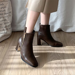 ABOUTSHU Napen 方頭粗跟踝靴