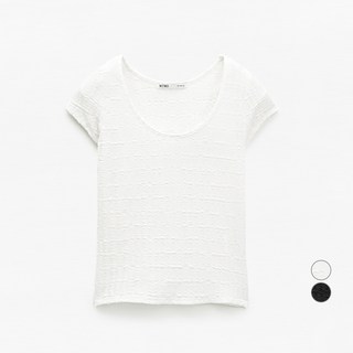 MIXXO 女款褶皺U領短袖T恤