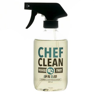 CHEF CLEAN 淨毒五郎 蔬果清潔劑噴頭罐, EcoCert認證, 植物來源, 溫和清潔, 節省用量, 400ml, 1瓶