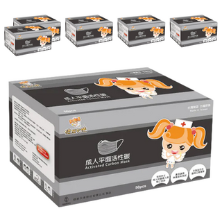 健康天使 四層活性碳口罩, 灰色, 50片, 6盒