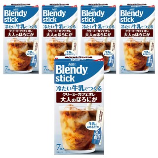 AGF Blendy 咖啡牛奶歐蕾 大人苦味, 6.5g, 7個裝, 5盒