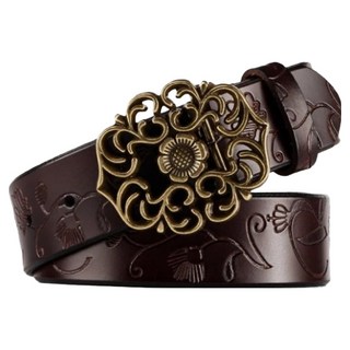 本革職人 自我主張潮流鏤空雕花扣頭平滑扣真皮皮帶