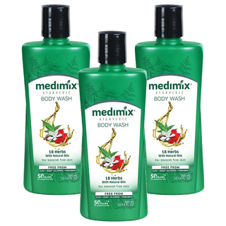 Medimix 阿育吠陀秘方沐浴液態皂 草本 深層清潔 適合油性肌膚 18種草本配方, 300ml, 3瓶
