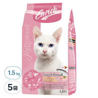Enrich Champion EC貓糧 幼母貓成長配方 乾飼料, 雞肉 + 鮭魚, 1.5kg, 5袋