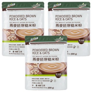 健康時代 燕麥胚芽糙米粉 無糖, 600g, 1入, 3包