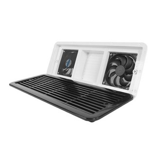 汽車排風窗戶面蓋+風扇蓋+風扇 Set 2顆 48*18.5cm ABS材質, A1014, 白色 + 黑色