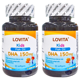 Lovita 兒童魚油DHA 150mg 軟膠囊，迷你尺寸，不含人工色素和香料，30顆/30天份, 15g, 2罐