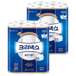크리넥스 울트라클린 천연펄프 3겹 고급롤화장지, 25m, 24개입, 2개