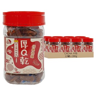 CACHA 卡恰 高粱辣味厚Q條 Set 12罐 台灣原產, 280g, 1箱