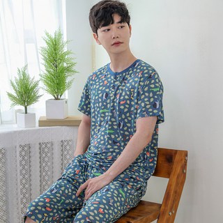 A-ONE 男士涼感輕量合身短袖睡衣套裝