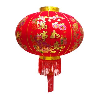 摩達客 農曆春節元宵 萬事如意金線大紅燈籠 不含燈泡, 紅色