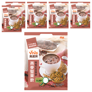 ViVa 萬歲牌 燕麥堅果飲 核桃紅豆燕麥 多種穀物 豐富膳食纖維 添加核桃杏仁果顆粒, 32g, 6袋