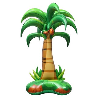 51吋站立 叢林系列 鋁箔氣球, 1個, 大椰子樹 有果實 綠色 + 棕色