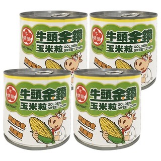 牛頭牌 金鑽玉米粒 顆粒飽滿 脆甜多汁, 340g, 4罐