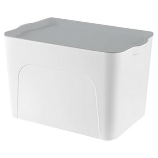 凸形把手帶蓋收納盒，環保材質，分類收納，大容量，穩固疊加, 40 x 26 x 24.5cm, 簡潔白, 1個