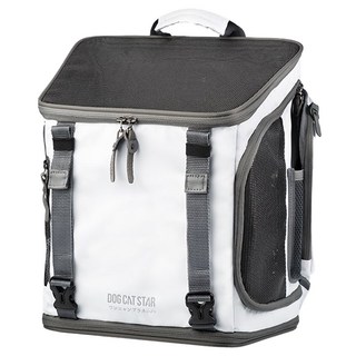 DOG CAT STAR 汪喵星球 小方塊寵物外出包 適用於8公斤以下犬貓 堅固, 極簡白(White), 1個, 34.5 x 31 x 25cm 背帶寬度6.2cm