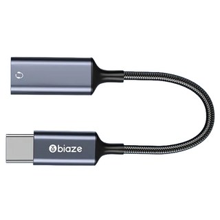 biaze 畢亞茲 Type-C轉lightning耳機轉接頭 音頻線 棉網編織, 銀色 + 黑色, 1個