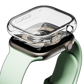 VICXXO 螢幕全覆蓋 超薄 防變色 鋼化玻璃 一體成型 Levicskin Apple Watch 硬式保護殼, 透明, 1個