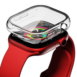 빅쏘 액정 풀커버 초슬림 변색없는 강화유리 일체형 레빅스킨 애플워치 하드 보호 케이스, 투명, 1개