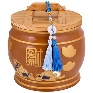 命運好好玩 2025乙巳蛇年新色 手工陶瓷 湯鎮瑋 八方來財貔貅米甕 + 平安錢流蘇吊飾 開運/守財/財庫 8110834, 1個, 咖啡色