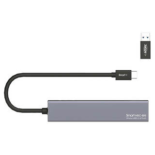 INTOPIC 廣鼎 USB3.2&RJ45鋁合金集線器 3孔USB3.2最高5Gbps傳輸速度 1Gbps高速有線網卡 附有USB-A轉接頭, 金屬灰, 1個