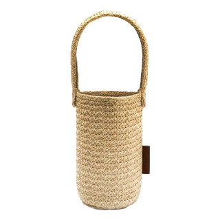 mosh Rattan Cover 藤編隨行杯杯套 保溫手提編織袋 450毫升適用, 象牙白色, 1個