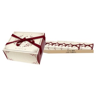 Pomei 博美 抽屜盒 附繩 大, 花開好日 米色 + 紅色, 10個