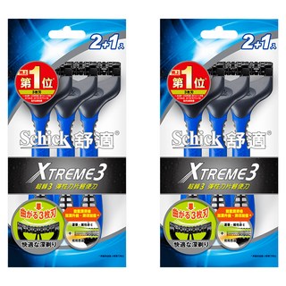 Schick 舒適牌 超鋒3輕便型刮鬍刀, 獨特彈性3刀片 剃鬚更順滑, 3支, 2包