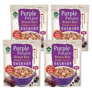 薌園 紫地瓜糙米脆果，多穀多健康、營養好滋味，富含膳食纖維，德國進口蘋果纖維, 200g, 4包