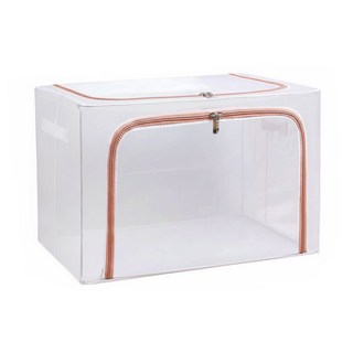 特大透明棉被衣物收納箱 66L, 1個, 藕粉色