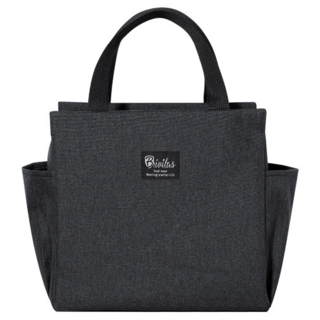 다용도 포켓 보온 보냉 도시락 가방, 블랙, 1개