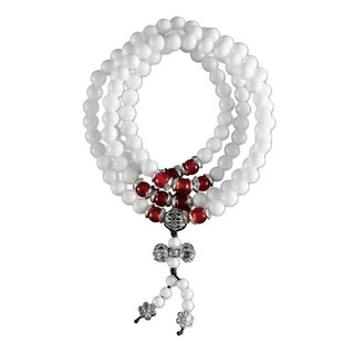 財神小舖 108珠紅瑪瑙藏銀硨磲手鍊