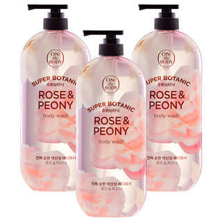 온더바디 수퍼보타닉 바디워시 로즈 앤 피오니향, 900g, 3개