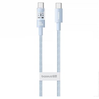 Baseus 倍思 透明CD系列 Type-C-Type-C 快充傳輸線 100W, 2m, 星海藍, 1條