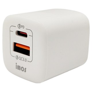 imos PD3.0/QC3.0 35W雙孔閃電充電器 33.5 x 33.5 x 38mm 50g, 白色, 1個
