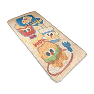 兒童冰絲乳膠涼墊 附同款乳膠枕套, 薯條漢堡 米黃色, 1個