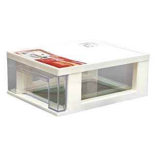 KEYWAY 聯府 好學抽屜收納盒, 抽屜型 白色 + 透明色, 1層, 1個