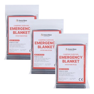 브리즈문 비상용 보온 은박 담요, 은색, 3개