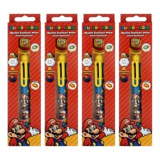 PYRAMID INTERNATIONAL 瑪利歐 轉轉多色筆, 無敵星 + 問號磚, 4支