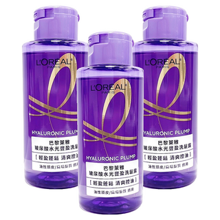 L'OREAL PARiS 巴黎萊雅 台灣公司貨 玻尿酸水光豐盈洗髮露, 3個, 100ml
