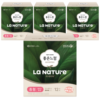 라네이처 좋은느낌 울트라 슬림 생리대, 중형, 12개입, 4개