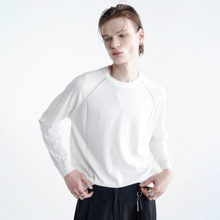 noirer 男士美麗諾羊毛開衩針織衫