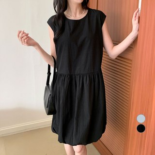 아피나르 여성용 민소매 벌룬 미디 원피스