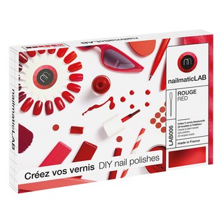 nailmatic LAB 法式成人指彩DIY 耶誕紅派對套組, 5色調色基色顏料 + 5瓶空玻璃瓶 + 10支吸管吸器 + 5張標籤註記貼紙 + 1本小冊子, 1盒