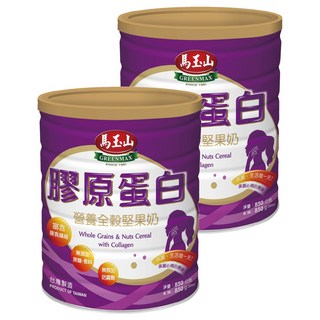 馬玉山 膠原蛋白 營養全榖堅果奶, 含膳食纖維 無糖無香料, 850g, 2罐