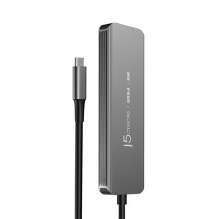 j5create 凱捷國際 USB4 8K60 輕巧集線器 JCH453, 1個, 銀灰色